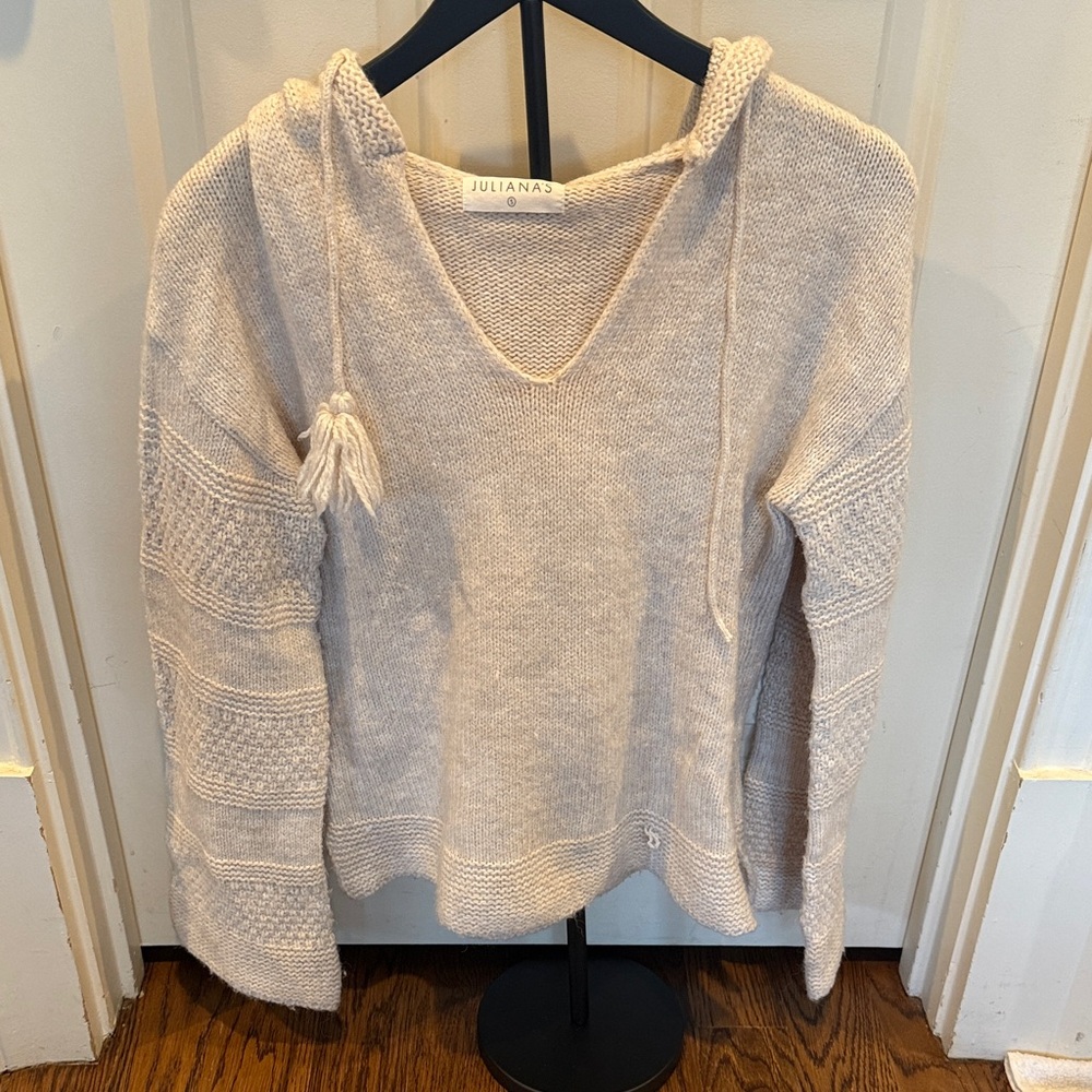Cream Knit Hooded Sweater